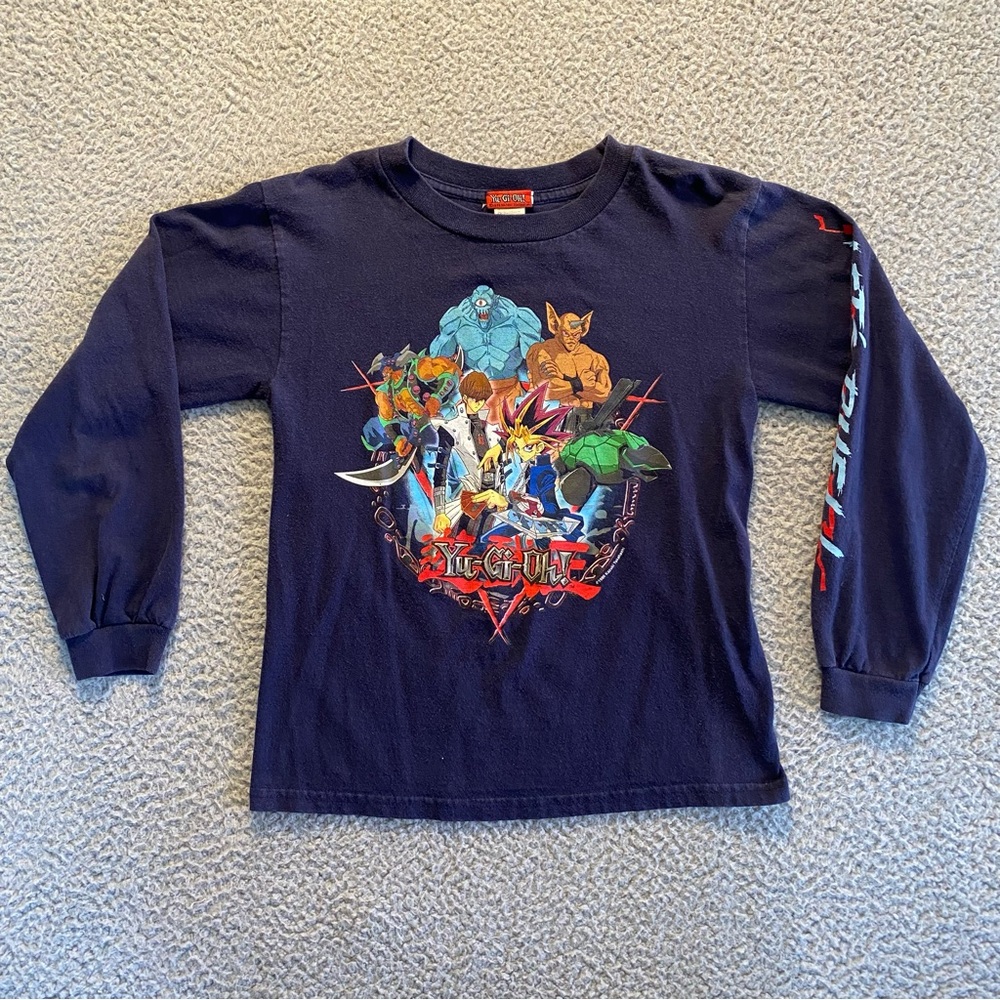 Vintage 1996 Yu-Gi-Oh Let’s Duel Blue Long Sleeve Anime T-Shirt Youth Size Small